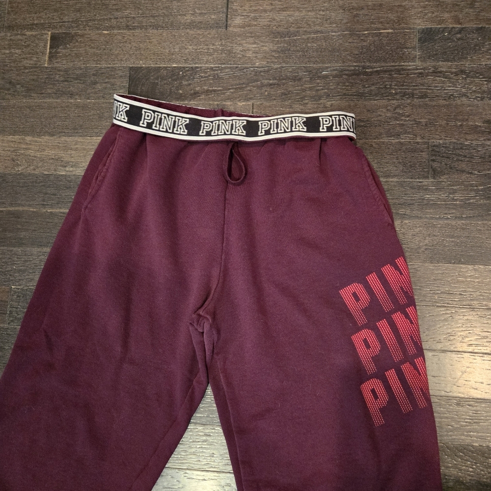 PINK Victoria's Secret Oversized Sweatpants - Burgandy, Pink - SZ Small - Picture 2 of 7